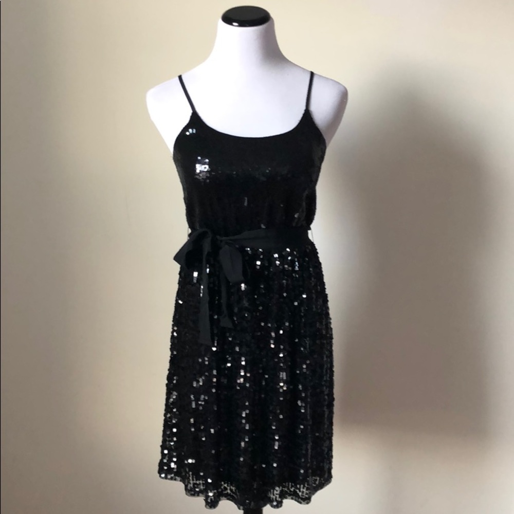 Express Adjustable Spaghetti Strap Sequins Dress - image 1